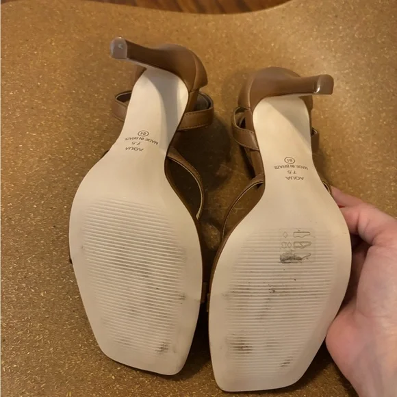 Brown leather heeled thong sandals 7.5 - Picture 5 of 8